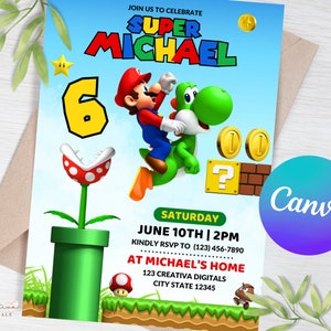 Mario Birthday Party | Mario Birthday Invite | Super Brothers Boy Invite | Digital Birthday Kid Invite | Editable Template | Mario Brothers