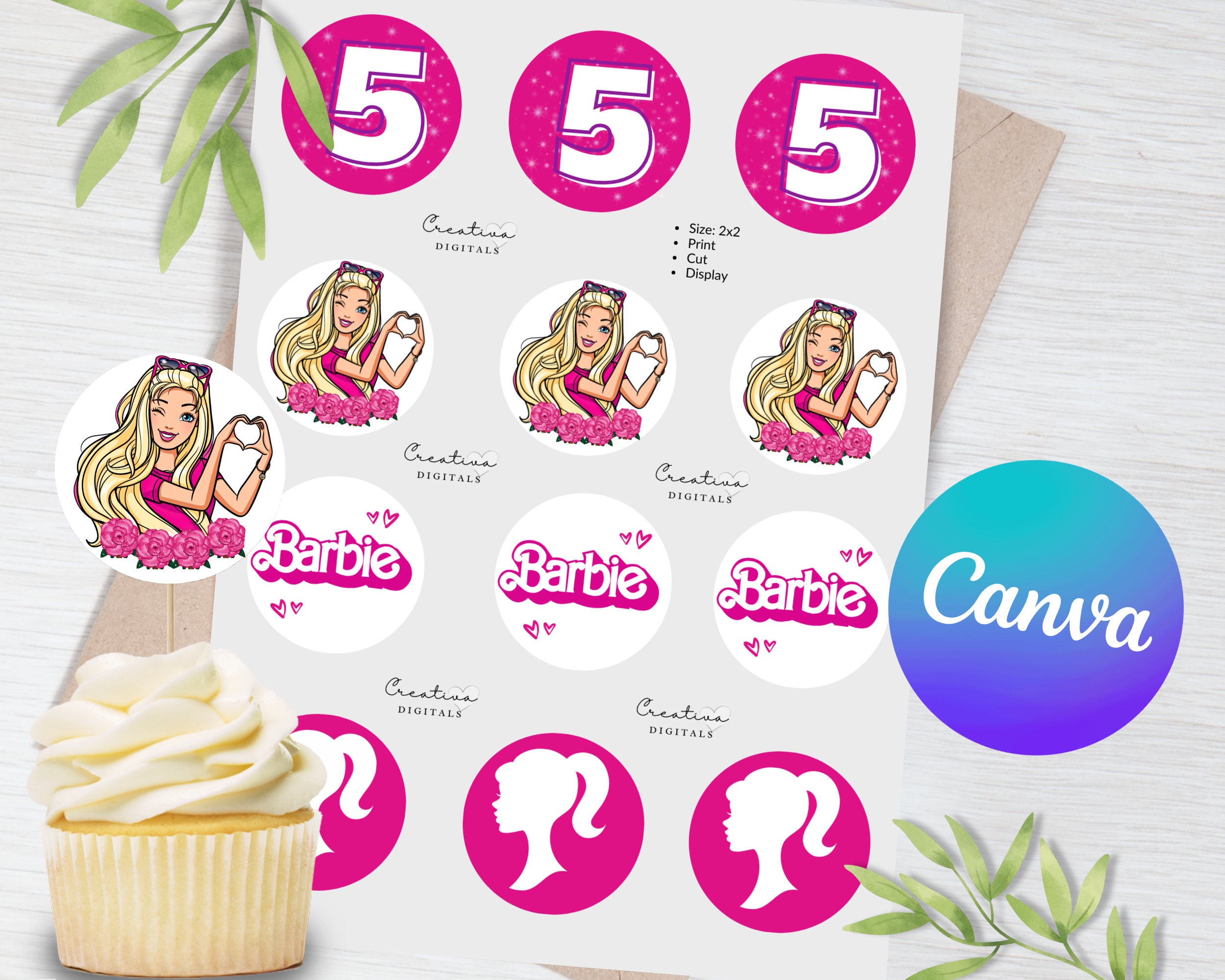 Cake topper Barbie pour cupcakes x6 - Planète Gateau