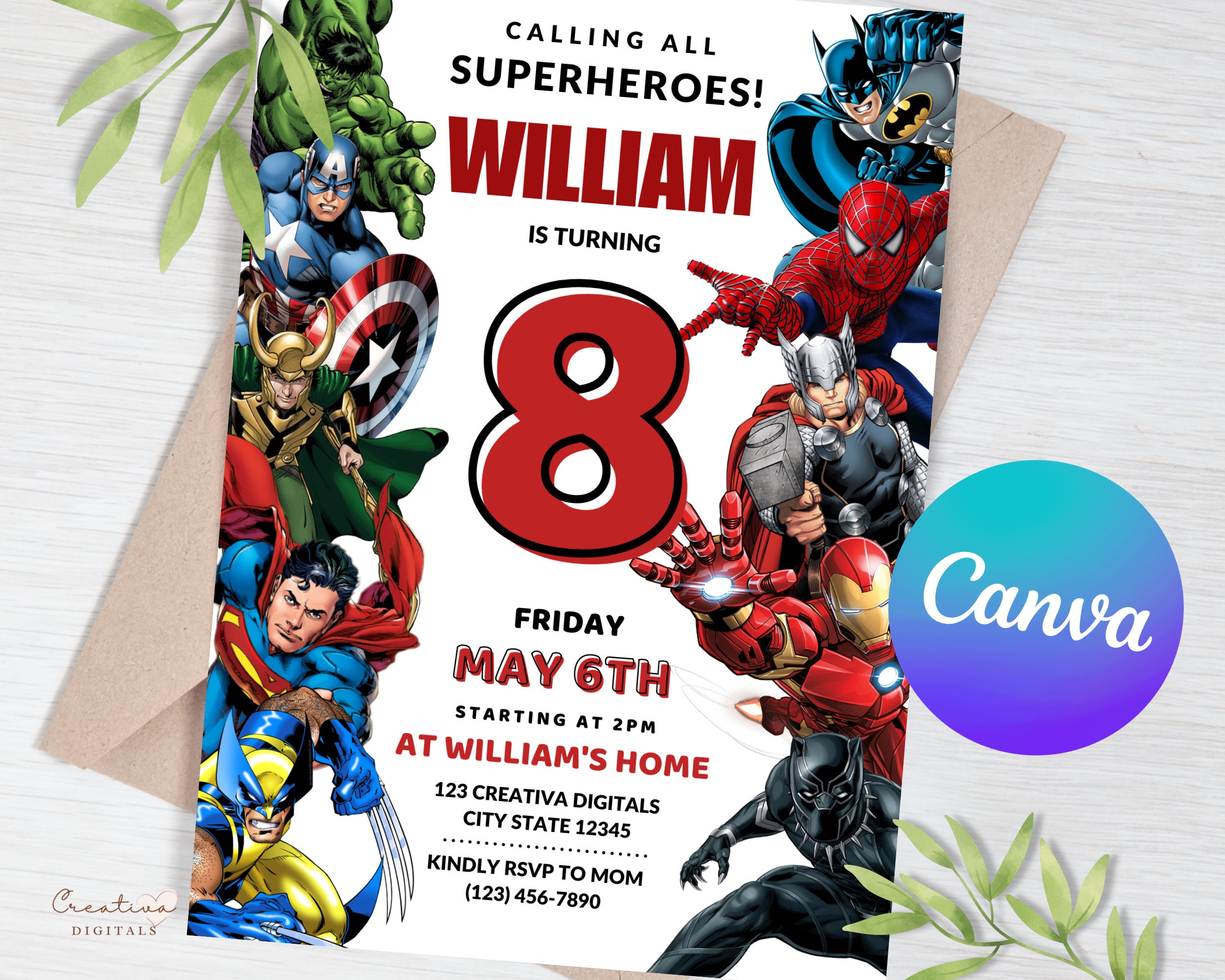 Superhero Birthday Invitation Avengers Party Editable Etsy Australia