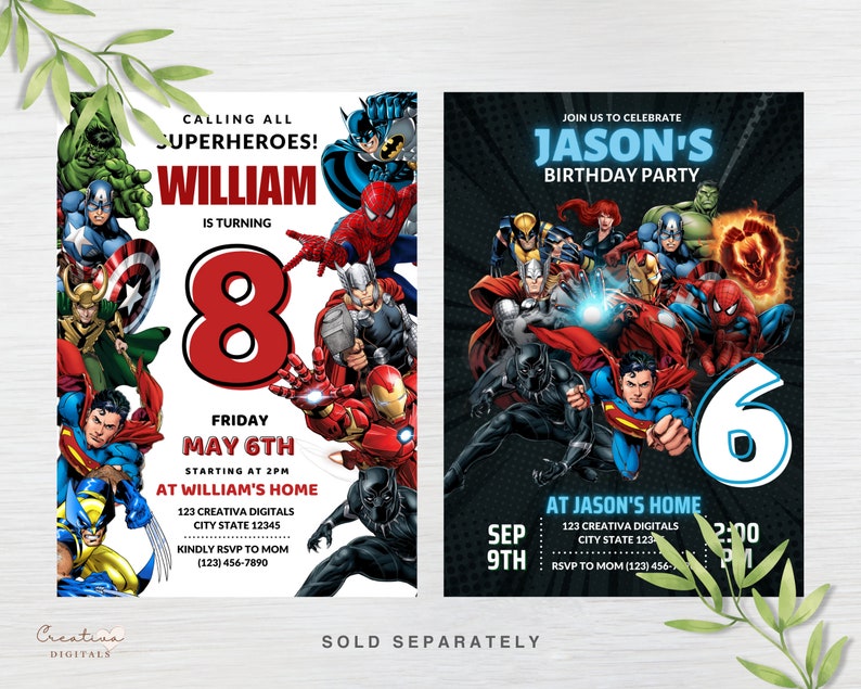 Superhero Invitation Avengers Party Editable Superheroes Party Invite Template Marvel Editable Birthday Party Invitation for Boys image 6