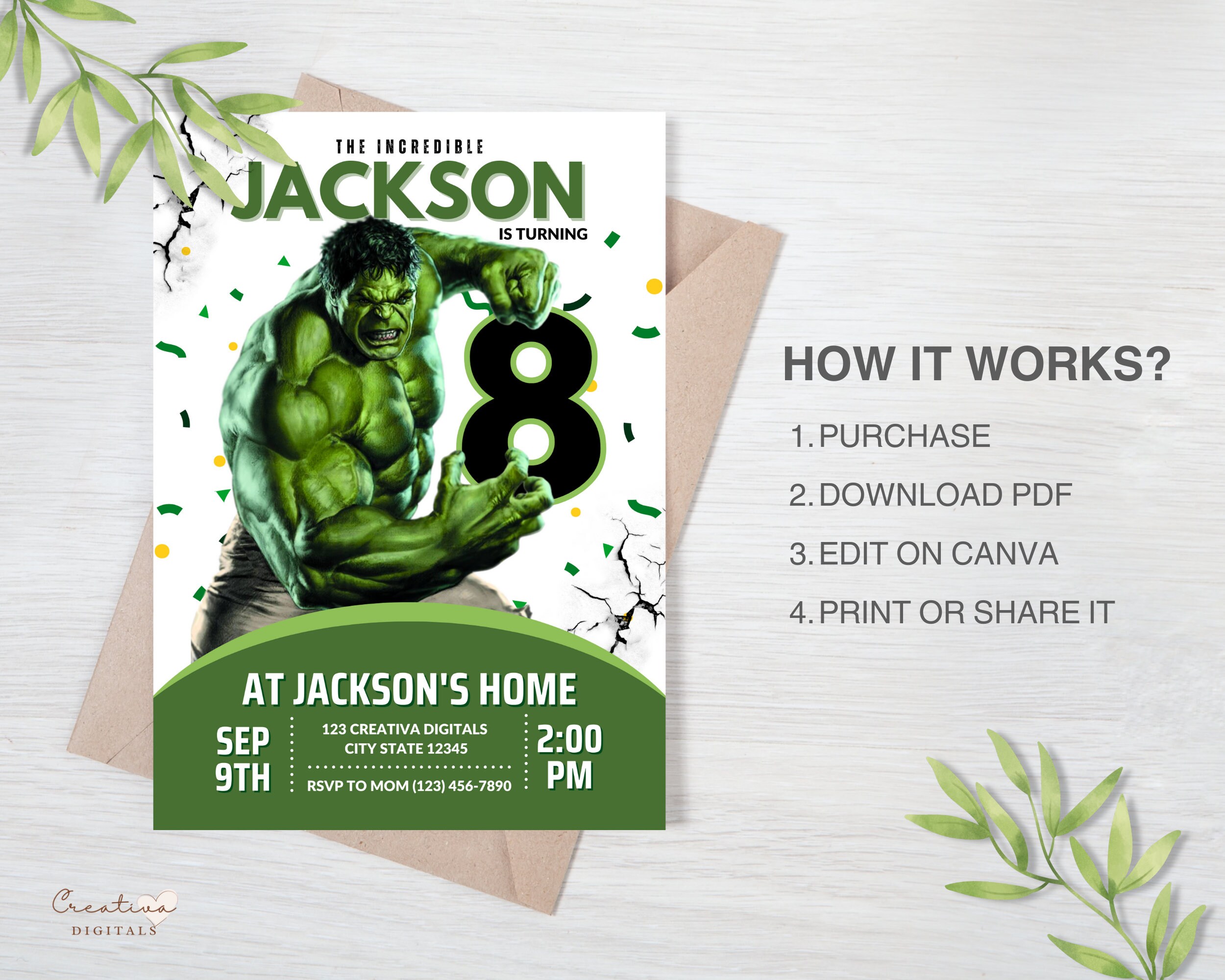 Superhero Birthday Invite Editable Hulk Invitation the Etsy
