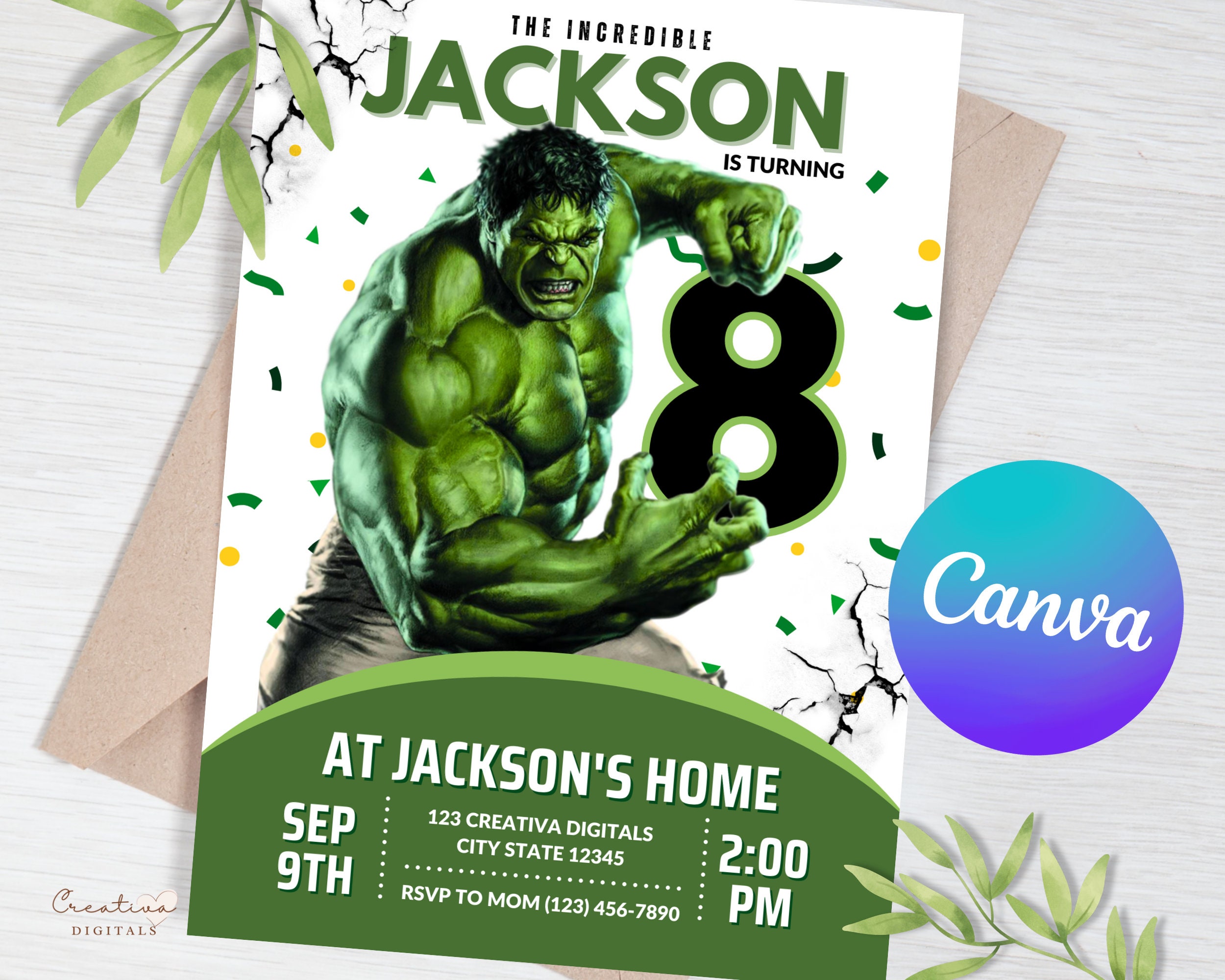 Superhero Birthday Invite Editable Hulk Invitation the Etsy