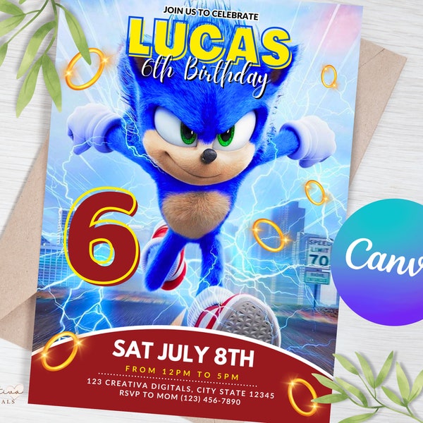 Sonic Birthday Invitation | Super Sonic Invitation | Sonic The Hedgehog  | Digital Kids Party Invite | Editable Digital Invitation