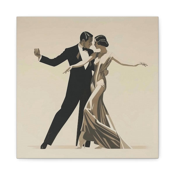 Art Deco Couple Canvas Print: Elegant Ballroom Dancing, 1920s Style