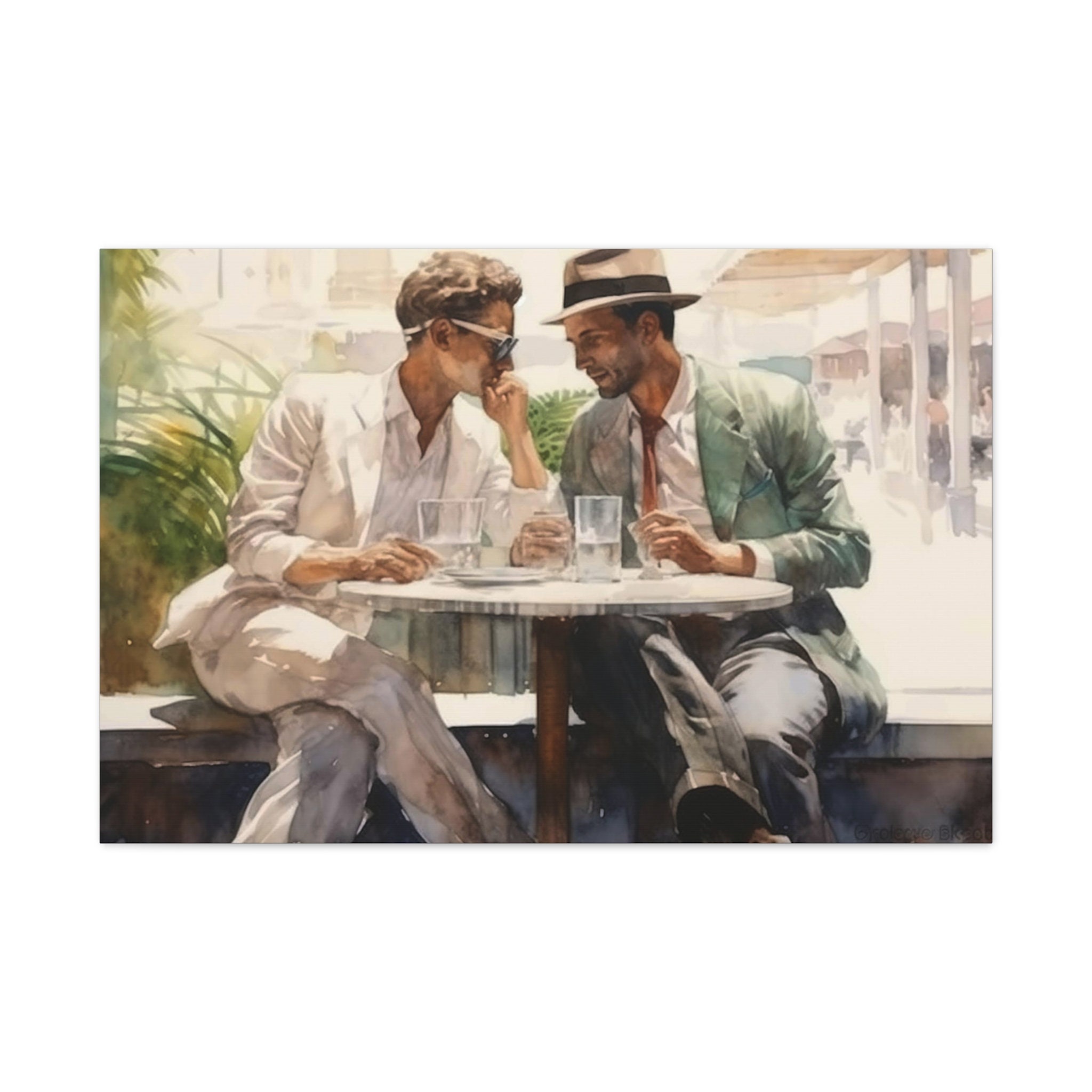 Gay Male Couple Wall Art Gay Interest Art Print Gay Couple at Café Wall ...