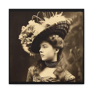 Victorian Lady With Hat Canvas Print: Western Wall Art - Etsy