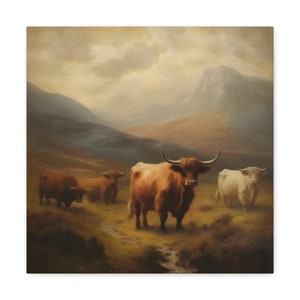 Highland Cattle Print Wall Art Animal Print Highland Cows Wall Art Cattle Painting Print Animal Art Highland Cow Print Digital Painting Art