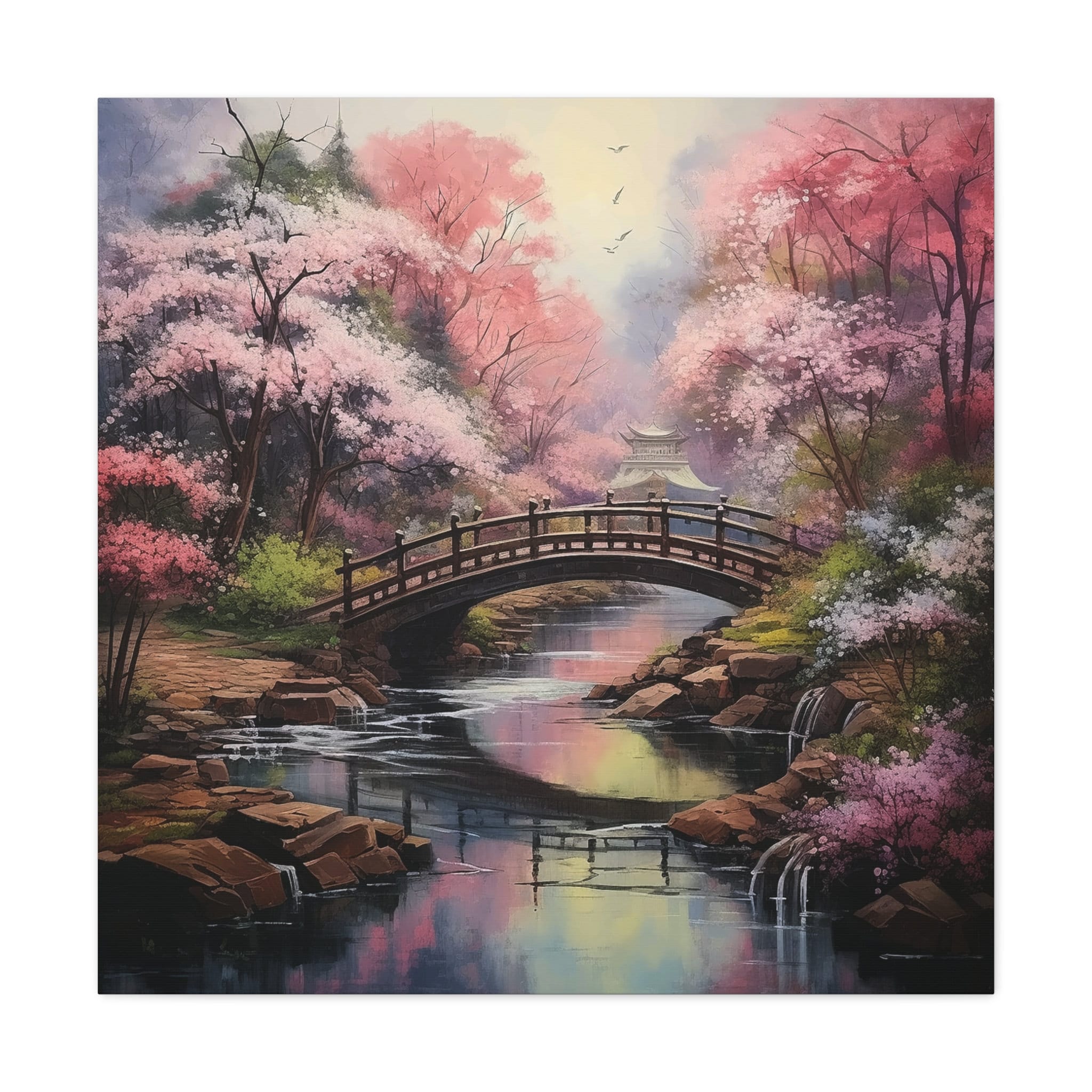 Japanese Garden Wall Art Colorful Flowers Wall Print Beautiful Floral ...