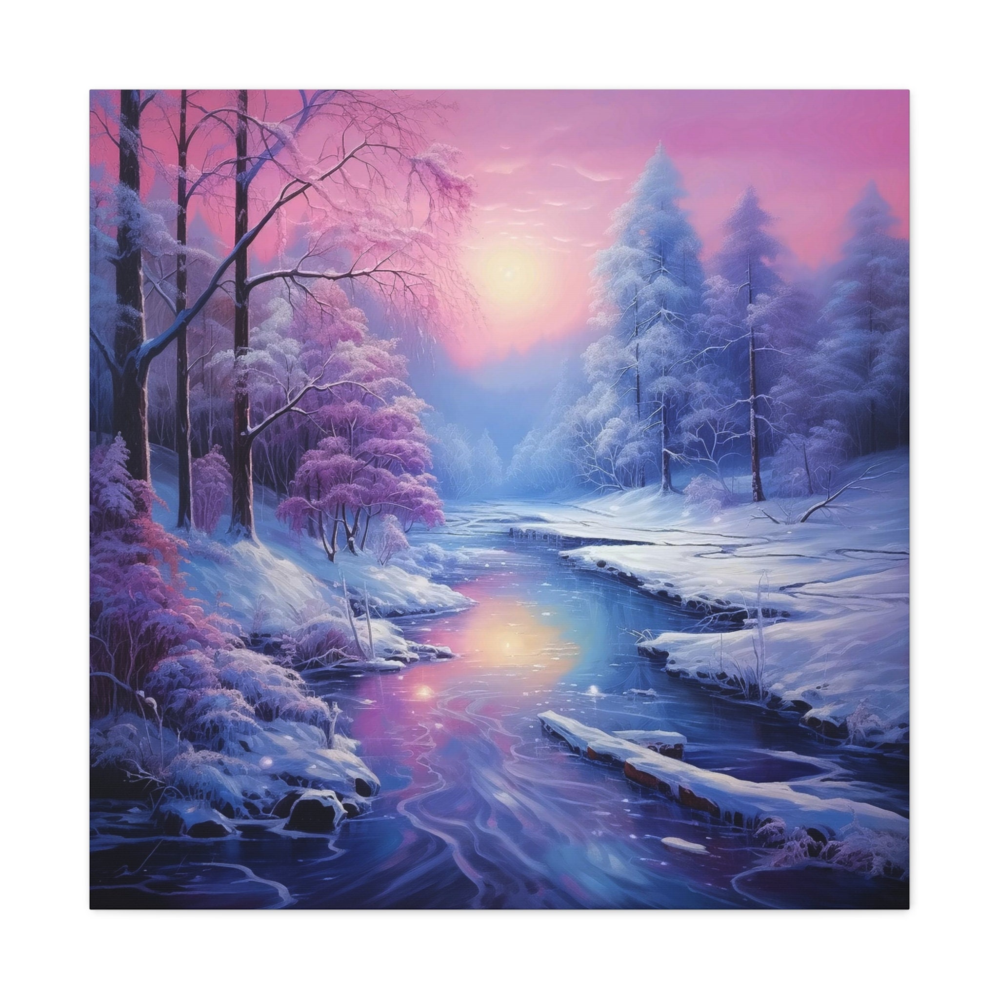 Mystical Forest Landscape Art Print Winter Forest Wall Art Snowy