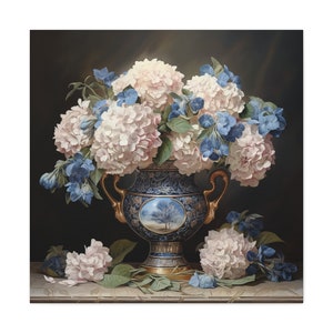 Cottage Core Hydrangea Wall Art Lush Floral Art Print Flowers Wall Art Floral Artwork Wall Print Hydrangeas Antique Vase Wall Print Floral