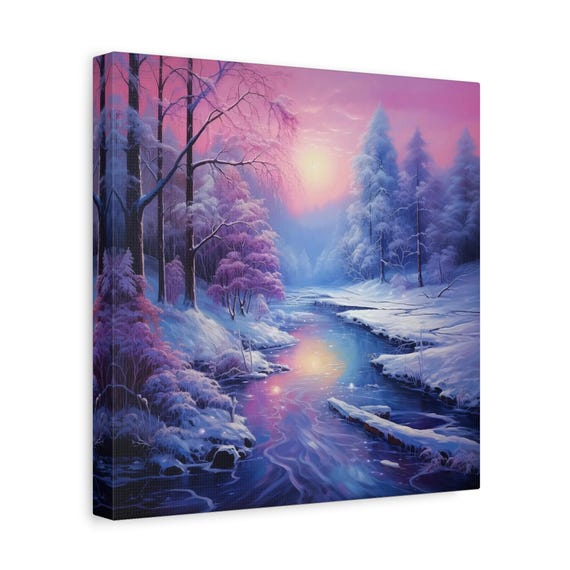 Sparkly Snowy Woods Canvas Print: Mystical Winter Forest Landscape