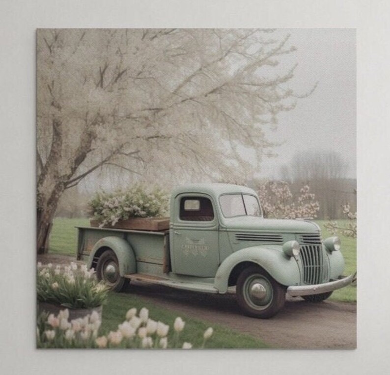Farmhouse Green Antique Truck Print Farmhouse Wall Art Etsy
