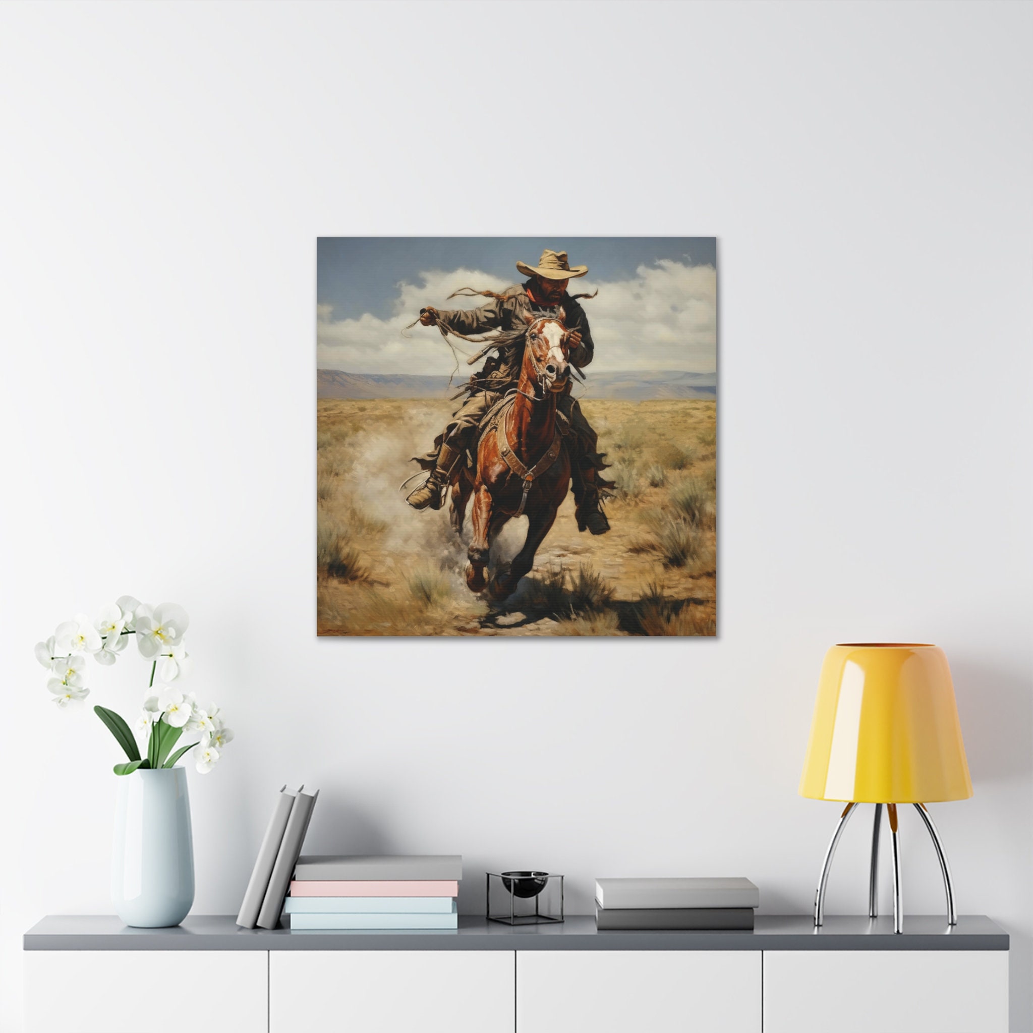 Old West Cowboy Wall Art Express Rider Canvas Print Western Wall Art
