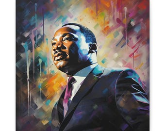 MLK Canvas Print: Colorful Abstract Portrait, Black History Wall Art