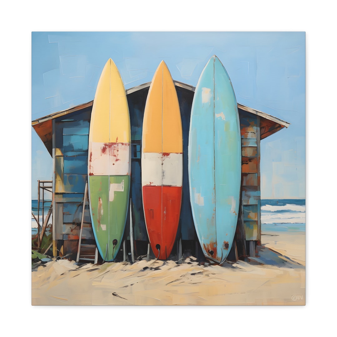 Beach Hut Wall Art Surf Shack Art Print Oceanside Surfing Wall Art Surf Boards Art Print