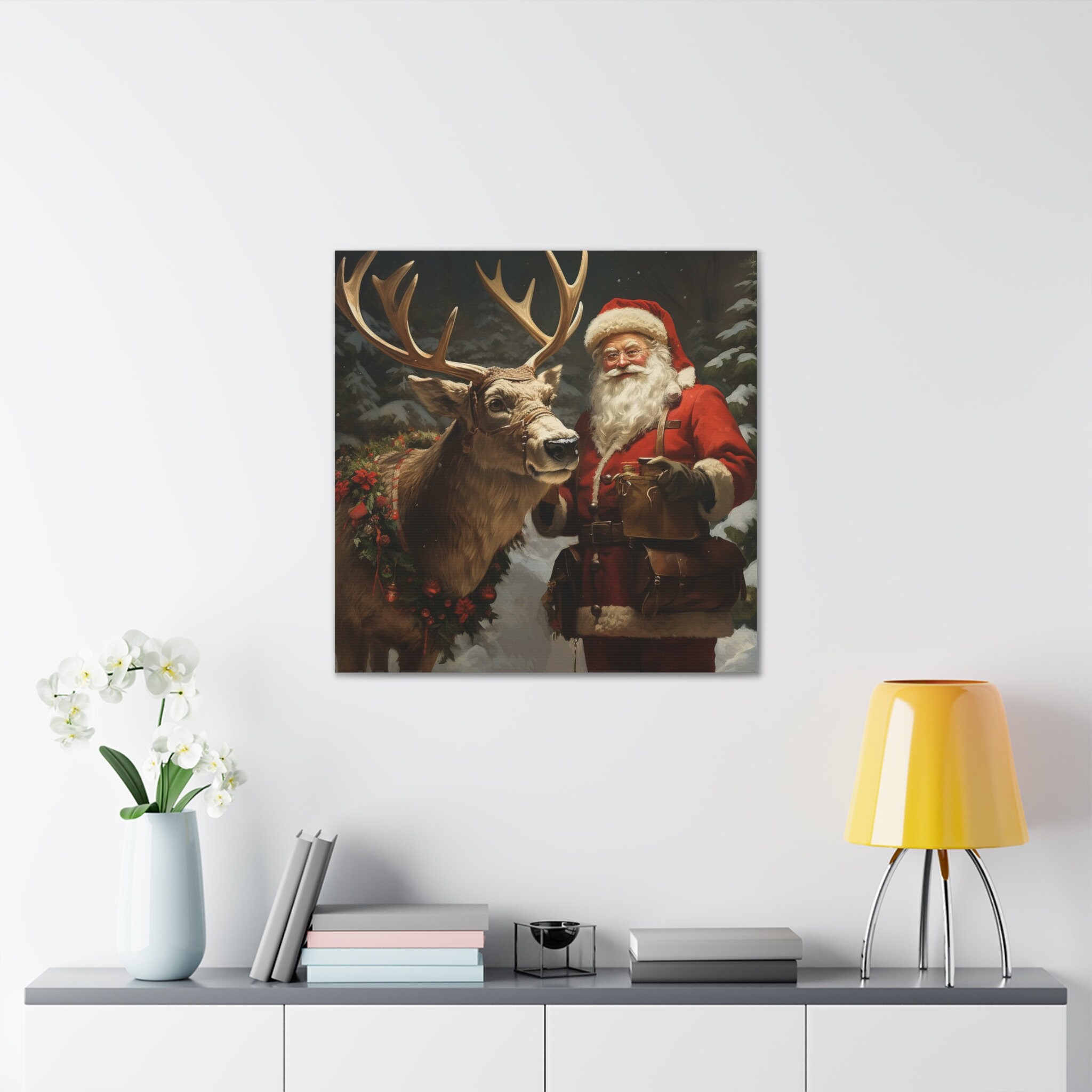 Old World Santa Wall Art Christmas Scene Holiday Art Print Santa Claus