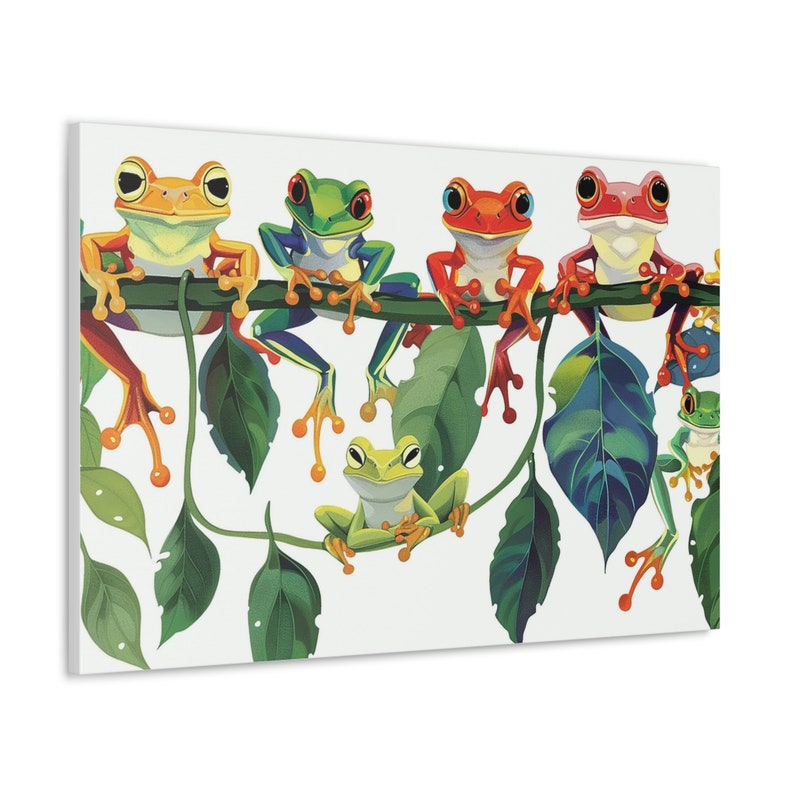 Jungle Frogs Wall Art Cartoon Frogs Art Print Colorful Frogs Wall Art ...