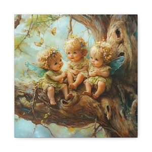 Forest Angel Canvas Print: Baby Nursery Tree Sprite Wall Art