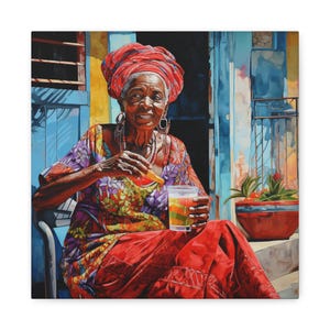 Local Haitian Woman Wall Art Caribbean Art Print Vibrant Haiti Colors Wall Art Friendly Local Art Print Friendly People Print Smiling Woman