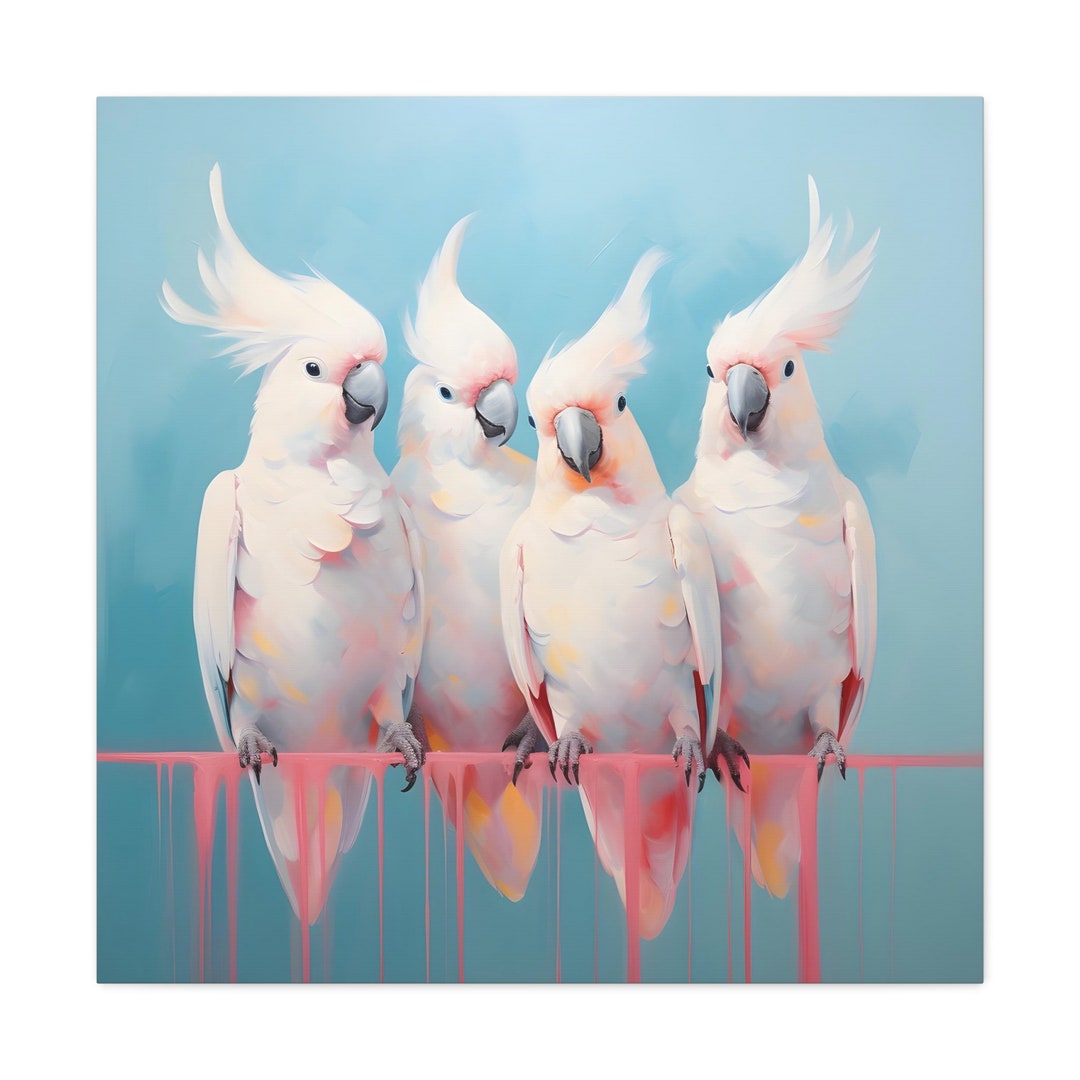 Cockatoos Wall Art Tropical Birds Art Print Parrot Grouping Wall Art