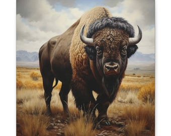 Old West Buffalo Canvas Print: Vintage Western Wall Art
