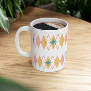 Diamonds Midcentury Modern Ceramic Mug 11oz