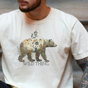 Wild Thing Walking Bear from the Animal Botanicals Collection on High Quality/Comfort Colors/ Unisex Garment-Dyed T-shirt