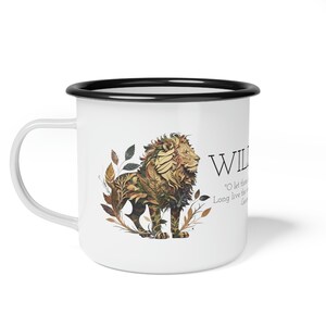Wild Thing Lion from the Animal Botanicals Collection - Enamel Camp Cup