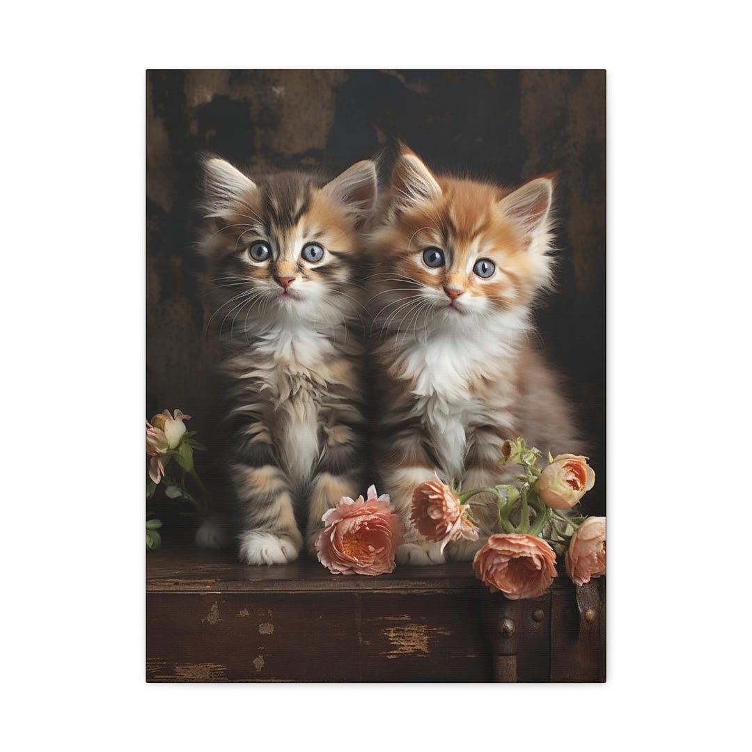 Floral Kitten Canvas Print – Cat Nursery Art (18"x24") - Etsy