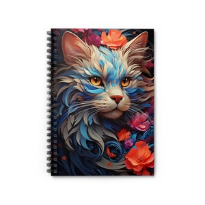 Colorful Cat Version 3 Spiral Notebook - Ruled Line