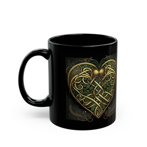 Celtic Heart with Irish Blessing for Coffee or Tea / 11oz Black Mug