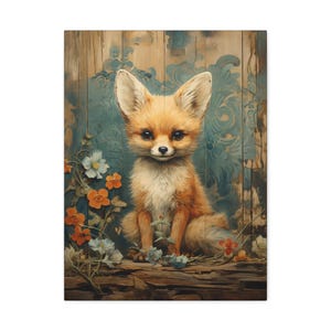 Impressão em tela de raposa fantástica de 18&quot; x 24&quot;, decoração de animal fofo, arte de parede para casa, arte de berçário, presente para crianças, presente para amantes de raposas