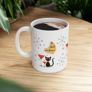 The Modern Cat Midcentury Design Ceramic Mug 11oz