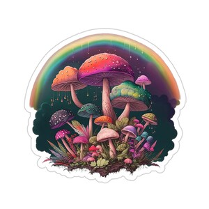 Sticker: Retro Rainbow Mushrooms from the Botanical Animals Collection - Kiss-Cut Stickers