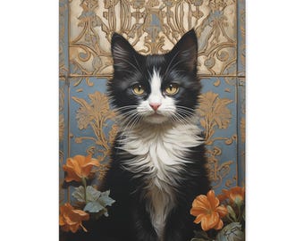 猫のアートキャンバスプリント、風変わりな猫の肖像画、ホームデコレーション