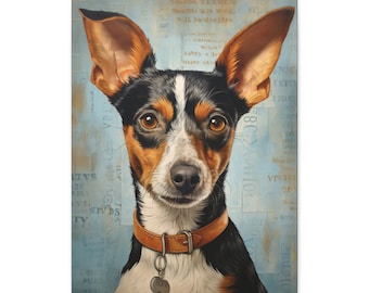 Personalized Rat Terrier 18"x 24" Portrait Canvas, Dog Lover Gift, Home Decor, Pet Art, Dog Wall Art, Pet Memorial Decoration, Animal Print