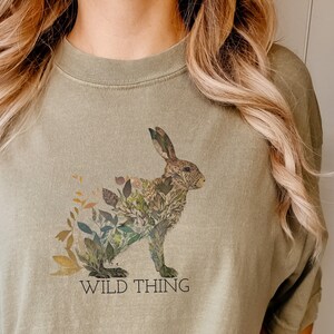 Wild Thing Rabbit from the Animal Botanicals Collection on High Quality/Comfort Colors/ Unisex Garment-Dyed T-shirt