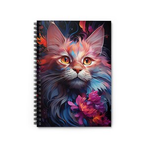 Colorful Cat Version 2 Spiral Notebook - Ruled Line