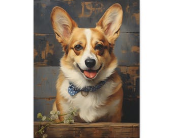 Corgi Portrait Matte Canvas, Dog Wall Art (18"x24")