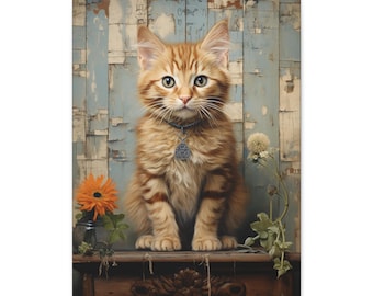 オレンジトラ猫のキャンバスプリント – ペット愛好家向けウォールアート (18x24)