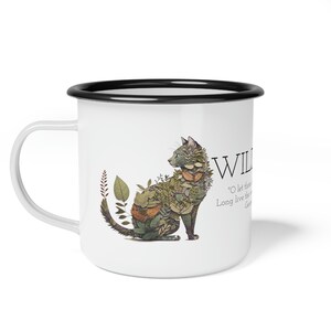 Wild Thing Cat from the Animal Botanicals Collection - Enamel Camp Cup