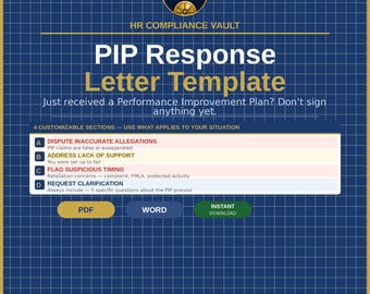 Just Got a PIP? Respond in Writing and Protect Your Rights | Performance Improvement Plan Rebuttal Letter | Instant Download PDF + Word