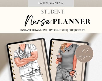 Student Nurse Digital Planner: Hyperlinked PDF (Academic, Clinical)
