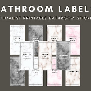 Bathroom labels, Minimal labels, Bathroom Organizer, Digital Prints, Bathroom Stickers, Pump Bottle Labels, Personalized labels
