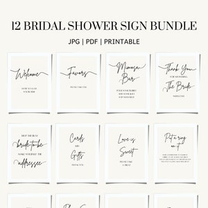 Ensemble de panneaux pour la douche nuptiale | Panneau de douche de mariage | Enseignes minimalistes | Impression numérique | Enseignes imprimables | Signalétique | Cartes de douche nuptiale