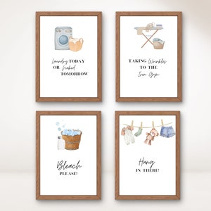 Laundry Digital Art Decor, Laundry room 4 print set, Bathroom wall decor, Laundry Sign, Laundry Art Print, Digital Wall Art Decor, Poster