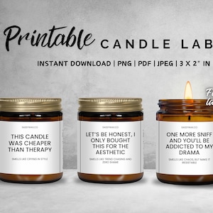 Printable Funny Candles, Minimalist candle labels, Gift Candle Labels, Funny & Sassy candle labels, Co-worker candle labels, Smells like