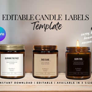Editable candle labels, Funny candle labels, Candle label template, Personalized labels, Self-love labels, Gifts, heartbreak humor labels