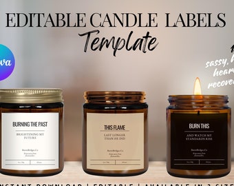 Funny Candle Label Template: Sassy Heartbreak Humor (Digital Download)