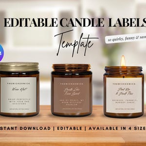 Funny Candle Label Template: Editable Candle Stickers (Digital Download)